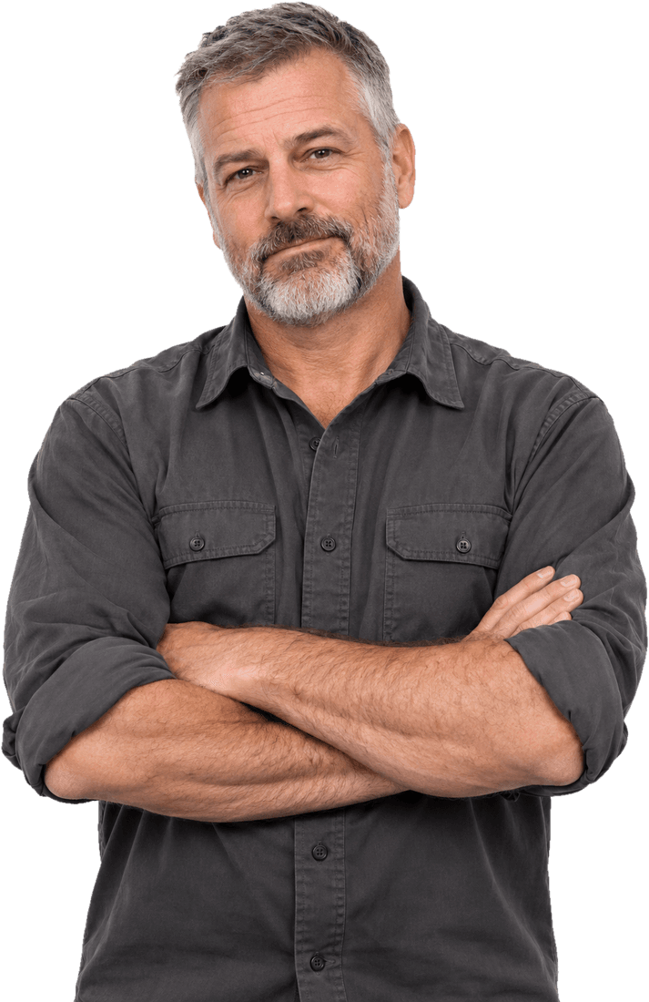 Contractor standing with arms crossed