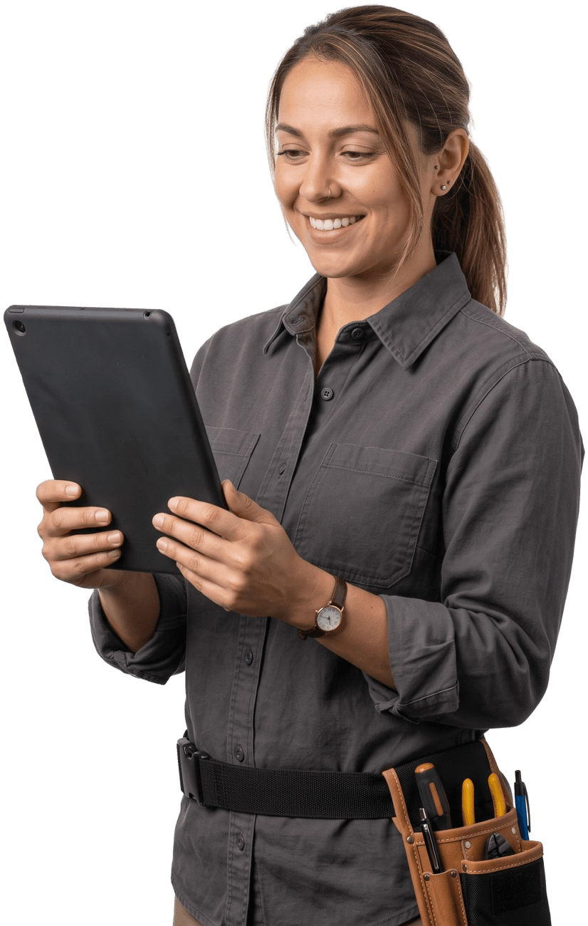 Field technician holding a tablet